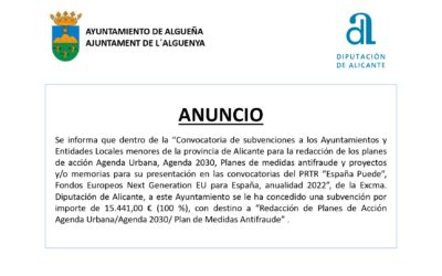 ANUNCIO – Subvención para la redacción de Planes de Acción 2022