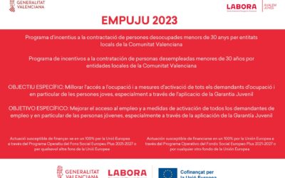 PROGRAMAS DE INCENTIVOS EXPLUS Y EMPUJU 2023, DESTINADOS A LA CONTRATACIÓN DE PERSONAS DESEMPLEADAS MENORES DE 30 AÑOS POR ENTIDADES LOCALES DE LA COMUNIDAD VALENCIANA