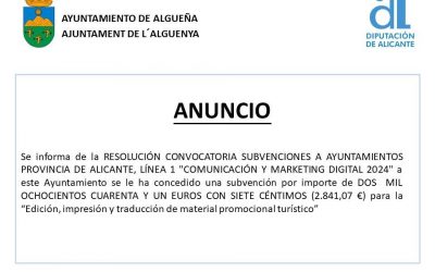 ANUNCIO – Subvención con destino a “Edición, impresión y traducción de material promocional turístico”